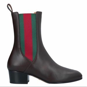 NEW Dark Brown Gucci Leather Block Heel Boots